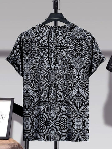 Cotton Prined Half Sleeves Mens Round Neck T-Shirt